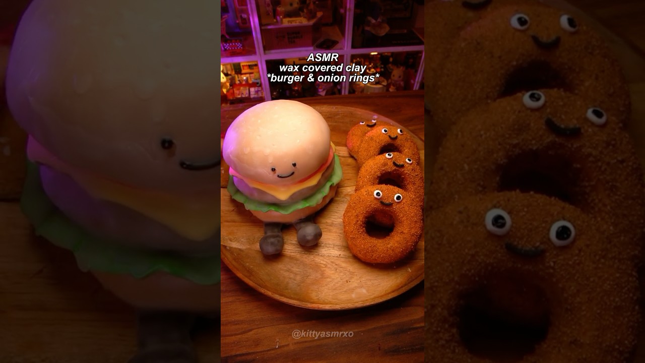 ASMR Wax & Clay Cracking Burger and Onion Rings! #asmr