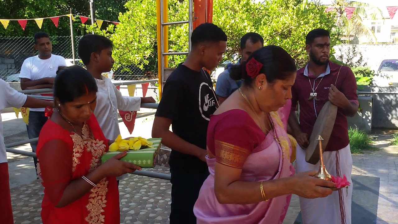 Prayer at Maha Ouchama kali ammen kovil at Mon Choisy Mauritius