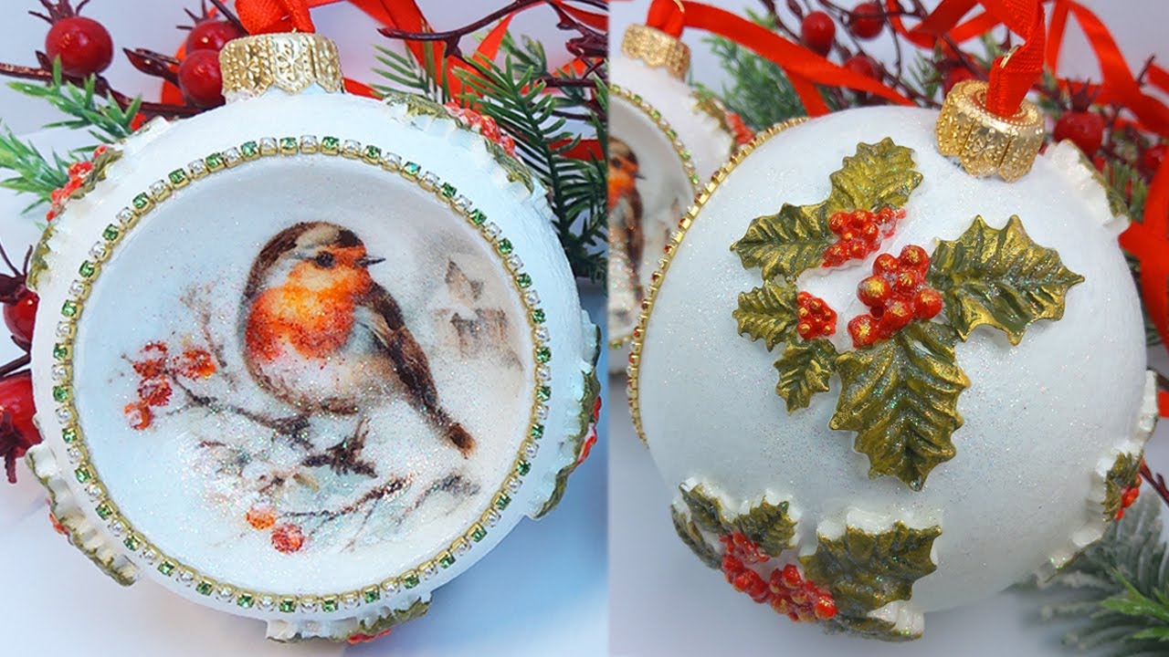 DIY Christmas Tree Ornaments Baubles 🎄 ✨ Decoupage Ideas