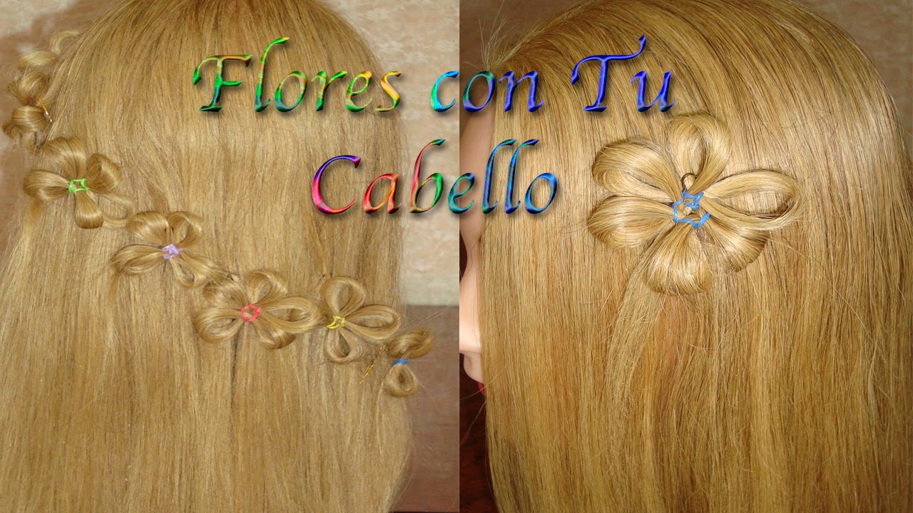PEINADO FLORES CON TU CABELLO | PEINADOS FACILES Y BONITOS | PEINADOS CON LIGAS - VIRIYUEMOON