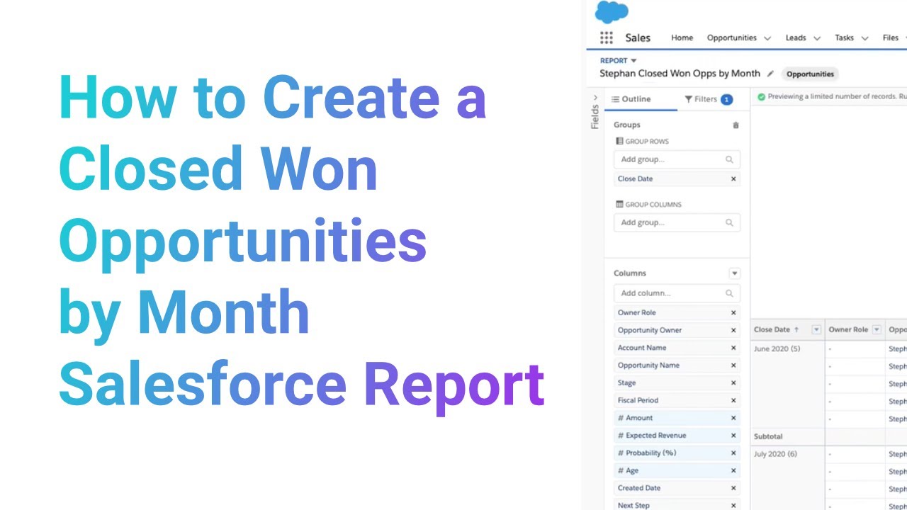 How to Create a Closed Won Opportunities by Month Salesforce Report