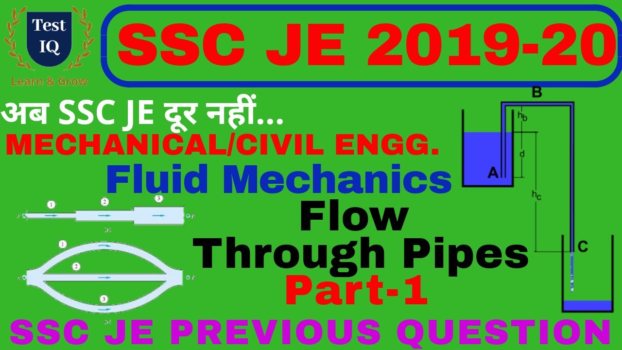 Flow Through Pipes || Fluid Mechanics || ssc je previous questions || part-1