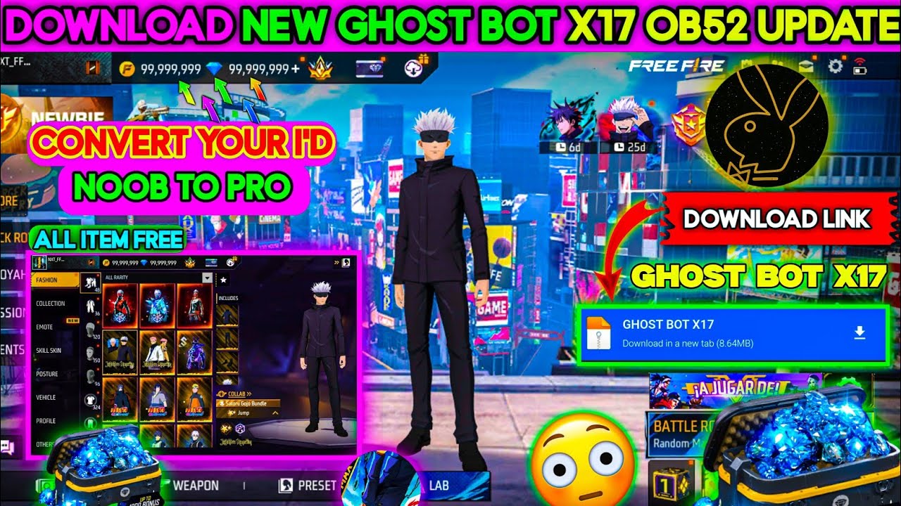Ghost bot x17 new after ob52 update free fire proxy server 2 minutes setup all device working 😜😨