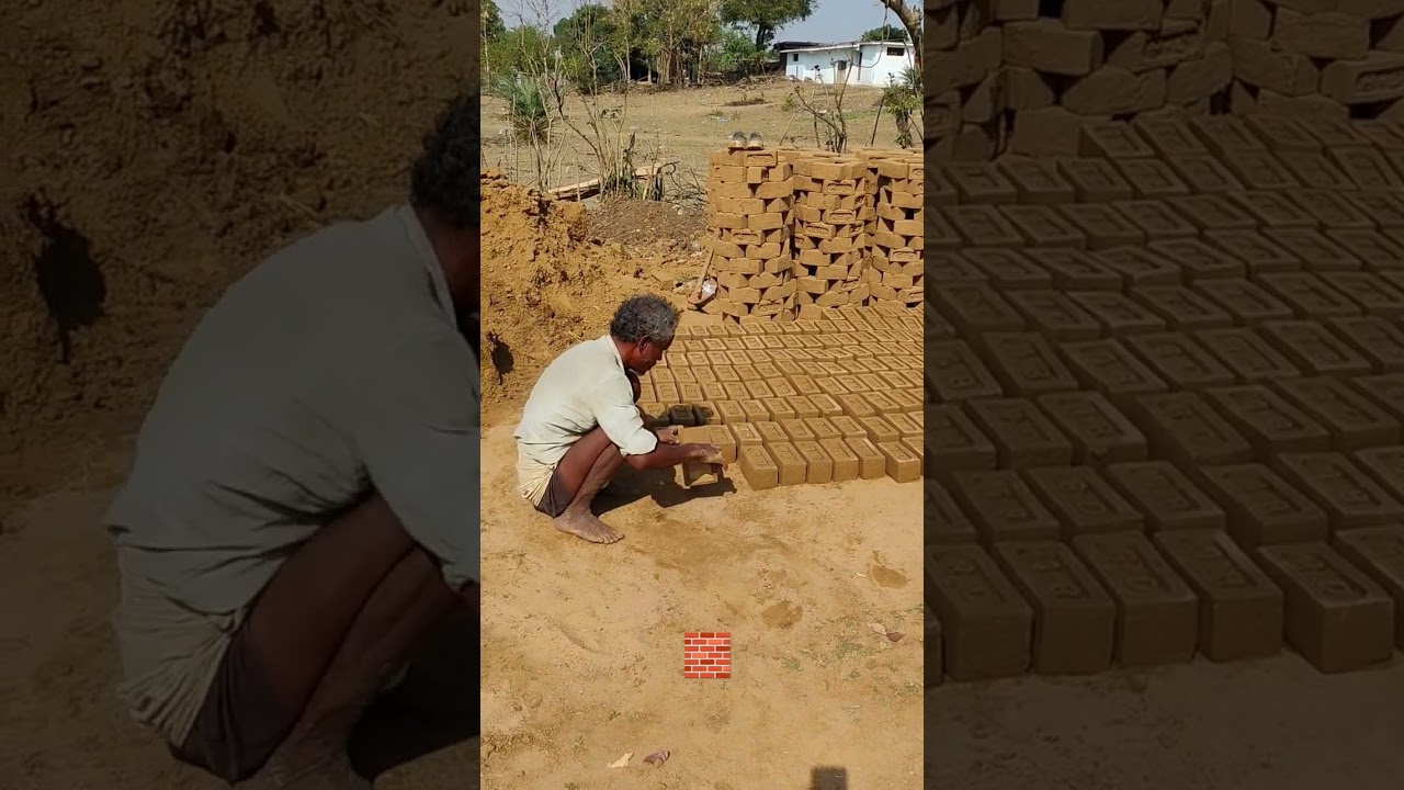 🧱 60 year old Man Hard working! #oldman#hardworking#brickmaking