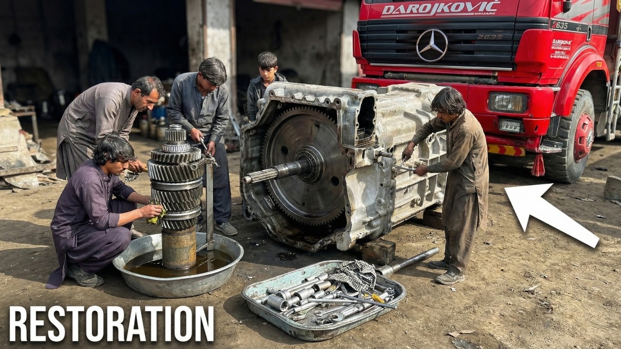 Ultimate Restoration: Afghan Mechanic Fix Mercedes Transmission with Basic Tools
