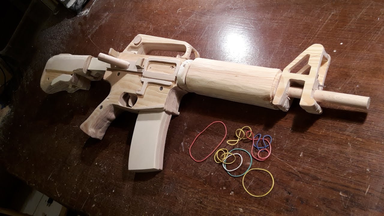 How to make a semi-auto M16 [Rubberband-Gun] - Free templates