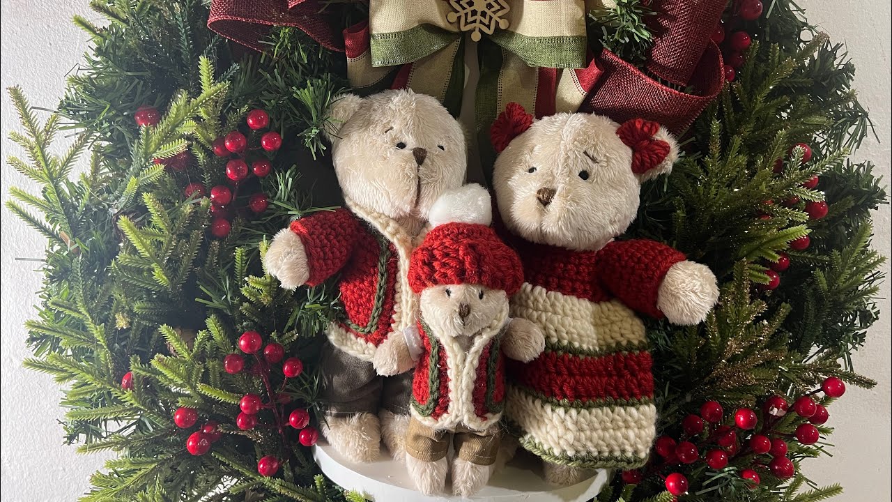 Roupas de urso de natal de croche