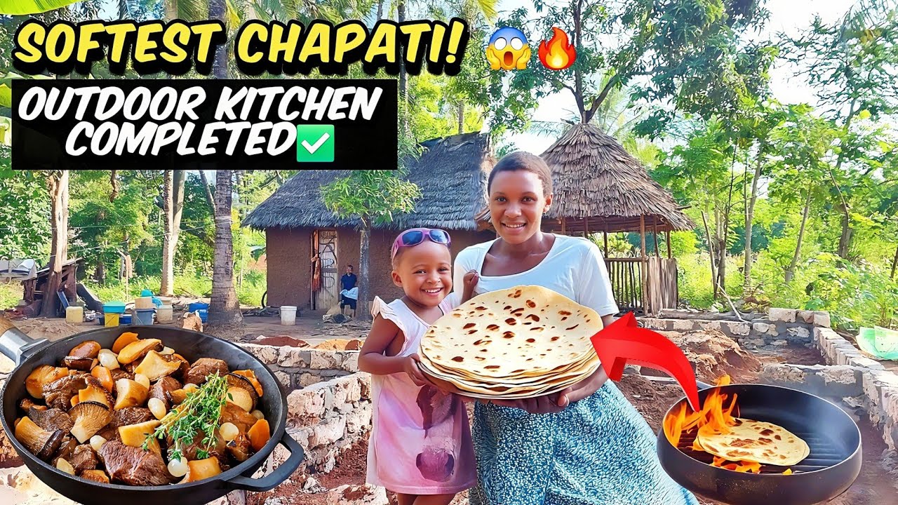 SOFTEST Chapati You’ll Ever See! 😱 Juicy Beef Liver Stew & Outdoor Kitchen FINALLY Complete! 🏡🔥
