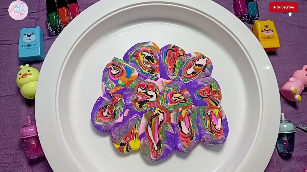 Satisfying ASMR sound 12 colors rainbow clay unboxing and mixing | satisfying super clay unboxing