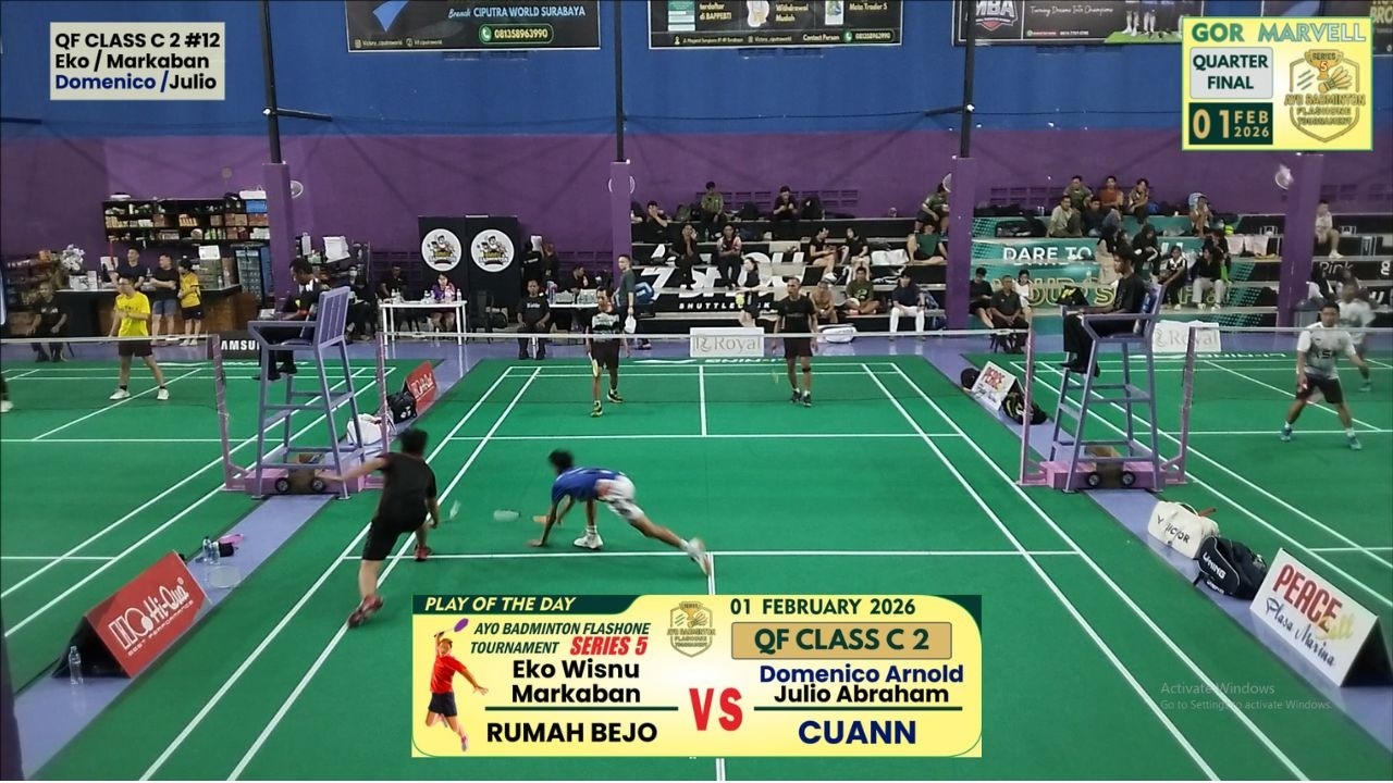 AYO BADMINTON SERIES 5 CLASS C 2 #12 QF | EKO + MARKABAN (RUMAH BEJO) VS JULIO + DOMENICO (CUANN)