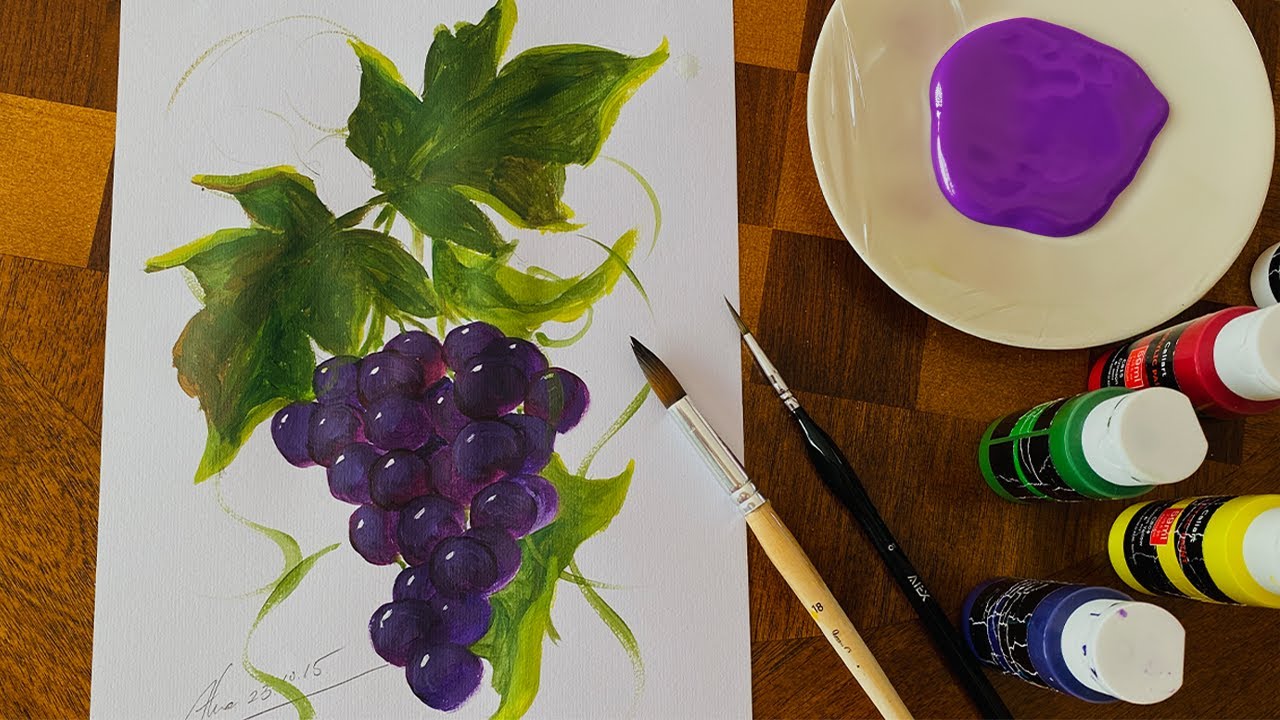 Quick Acrylic Painting | Grapes