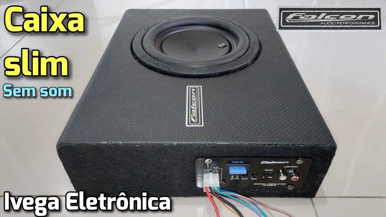 Caixa slim Falcon, sem som, análise do defeito