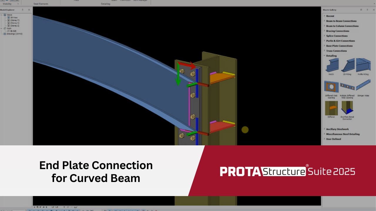 End Plate Connections for Curved Beams in ProtaSteel 2025