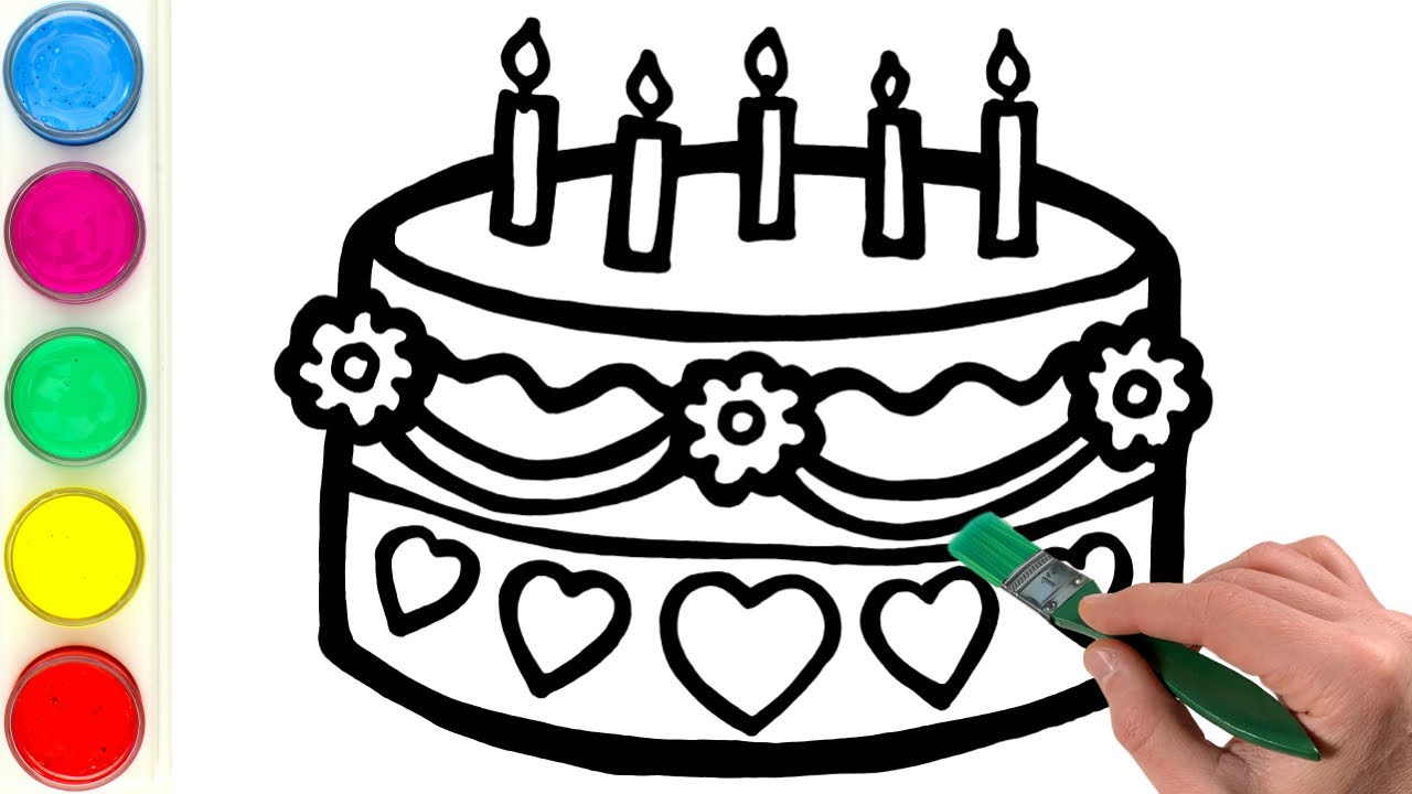 Gouache Birthday Cake drawing and painting | Improve kids creativity