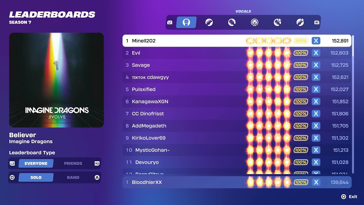 (Old Score) Fortnite Festival - Believer Flawless Vocals Expert Mode