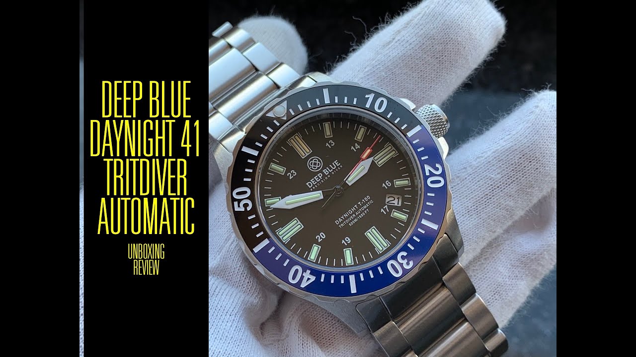 Deep Blue Daynight 41 Tritdiver Diver 500m Automatic Watch | Unboxing e Review | Valjoux Relogios