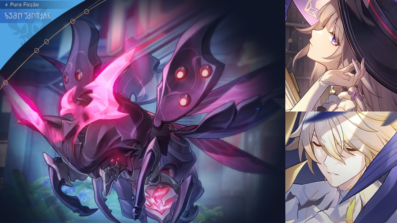 Phainon e Herta com Anaxa no estágio 4 do pura ficção- Honkai star rail