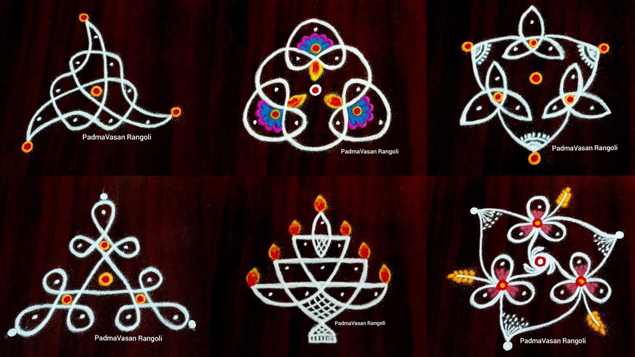 249. 6 kolangal /Easy Simple and Beautiful Begginers KambiKolangal /AppartmentRangoli Small kolangal