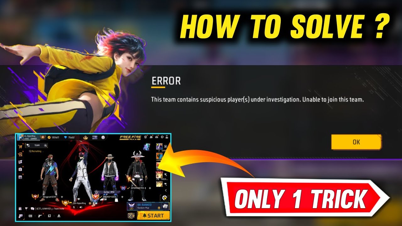 This Team Contains Suspicious Player under Investigation. Unable to join this Team.