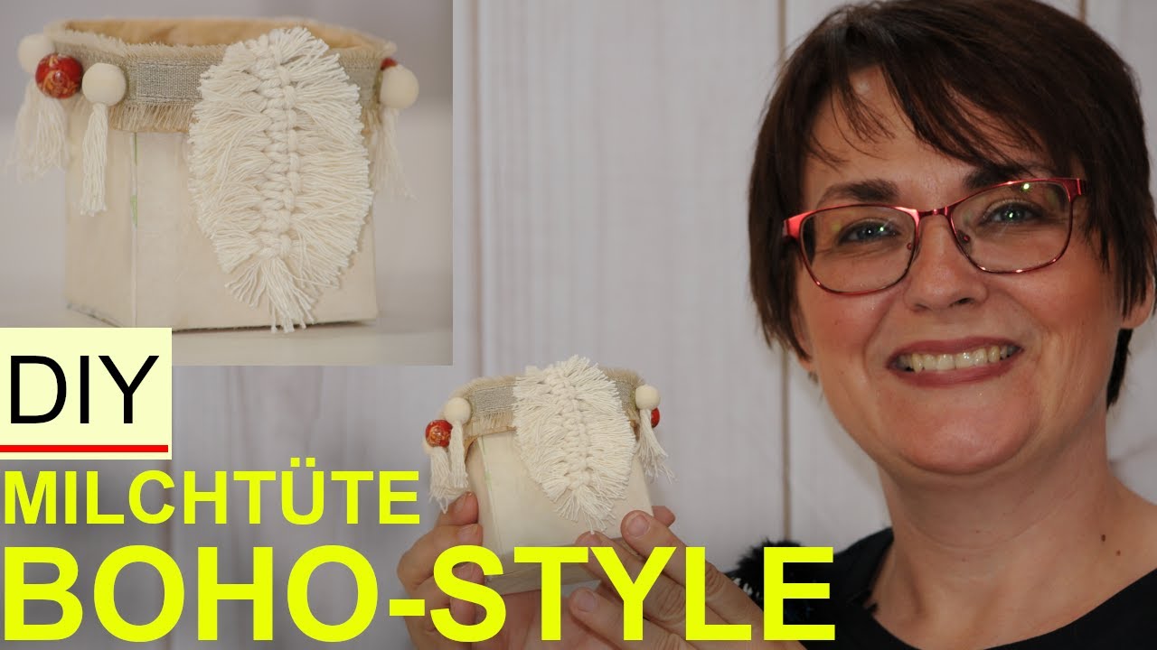 BOHO Style Deko DIY  | Milcht&uuml;te als BOHO-Blumenvase