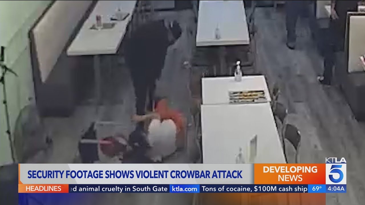 Woman violently beaten inside L.A. restaurant by man with crowbar