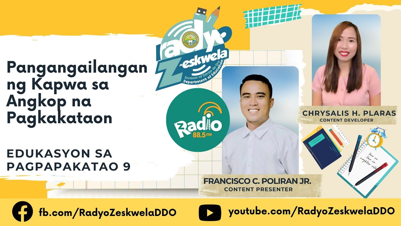 EDUKASYON SA PAGPAPAKATAO 9 | QUARTER 3 – Pangangailangan ng Kapwa sa Angkop na Pagkakataon