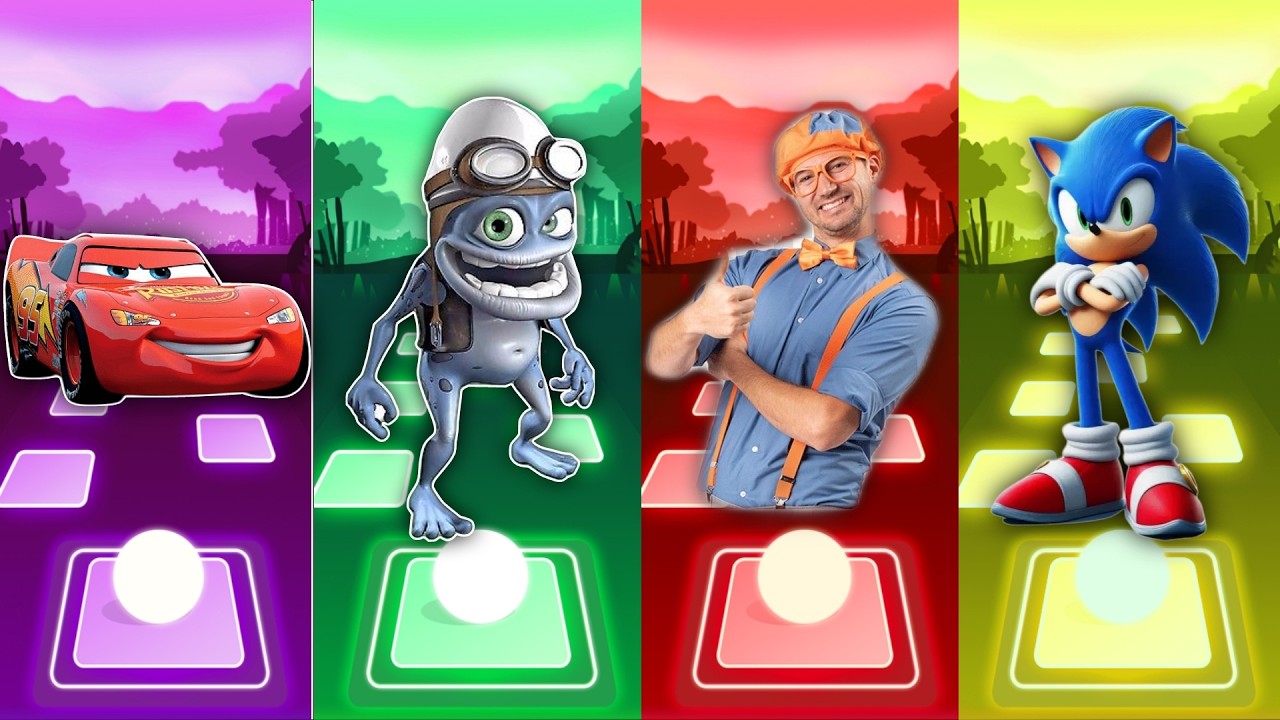 McQueen 🆚 Crazy frog 🆚 Blippi 🆚 Sonic the Hedgehog in Tiles Hop EDM Rush🎶