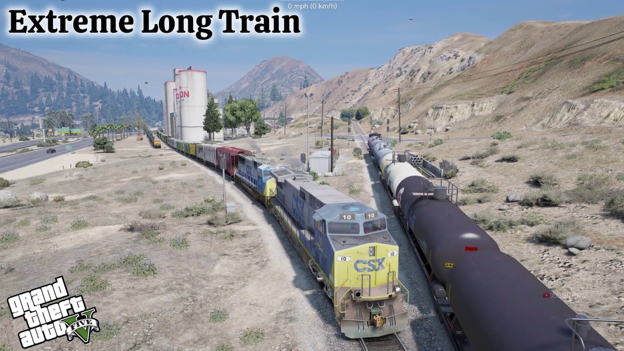 CSX Double Engine Freight Train running through San Andreas and Los Santos in GTA V