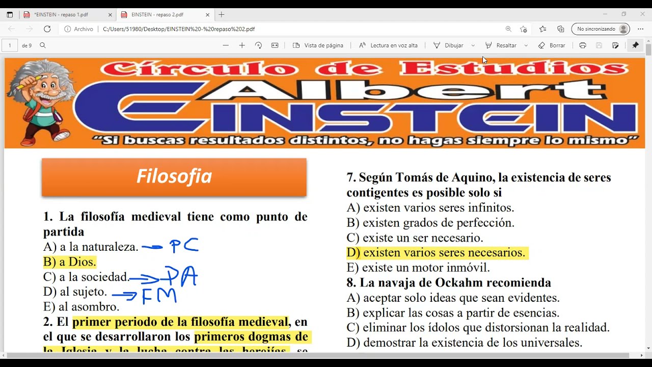 Gu&iacute;a repaso 2 - Albert Einstein (ciclo repaso 2021-1 - UNJFSC)