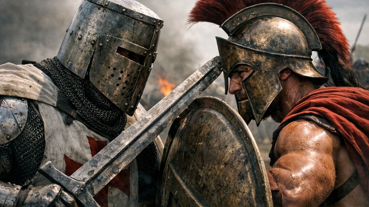 Rycerz Templariusz vs  Wojownik Spartański Kto wygrałby tę walkę