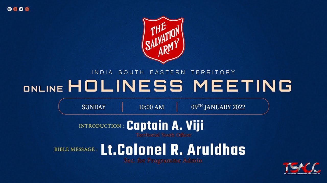 ONLINE HOLINESS MEETING | 09TH JANUARY 2022 | The SALVATION ARMY - ISET |