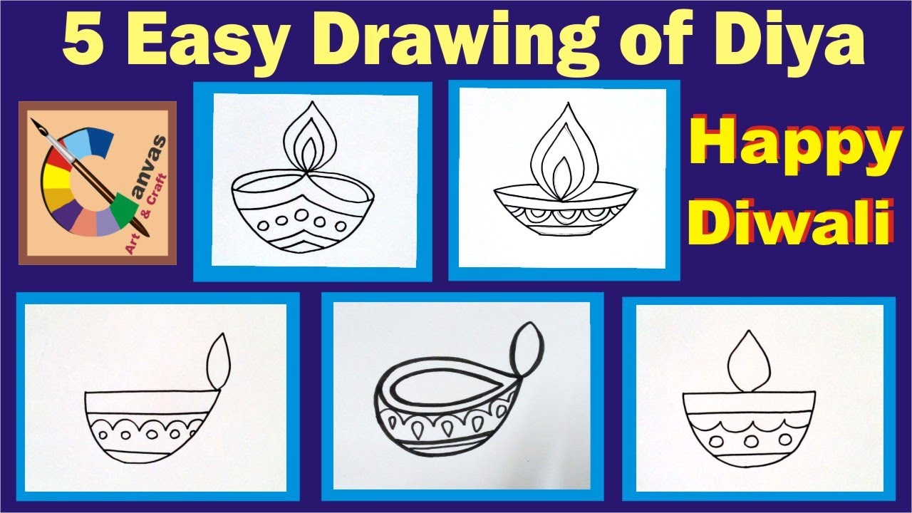 How to draw diya/ Diwali diya drawing easy/ Simple Diya drawing step by step/ Easy Diwali Drawing