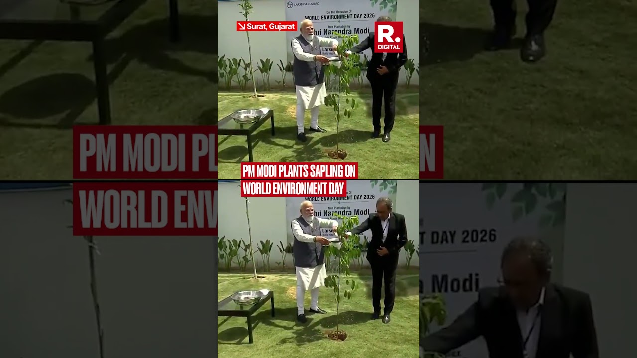 PM Modi Plants Sapling On World Environment Day In Surat