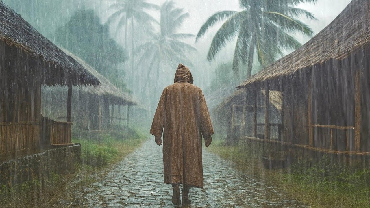Сильный ливень в тихой деревне | Звуки грозы для сна