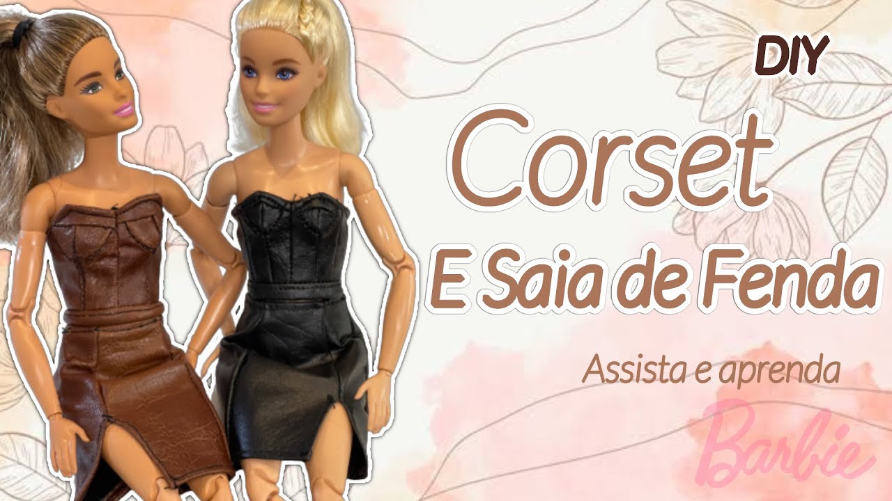 CORSET PARA BARBIE COM SAIA DE FENDA - Roupa de couro - Lalay Doll - Moda Para Bonecas - DIY