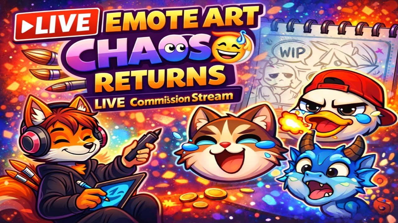 EMOTE ART CHAOS RETURNS 😅 | LIVE Commission Stream