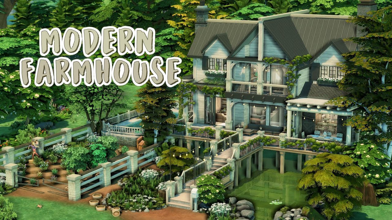 Modern Farmhouse || The Sims 4 Speed Build Video (NO CC) 