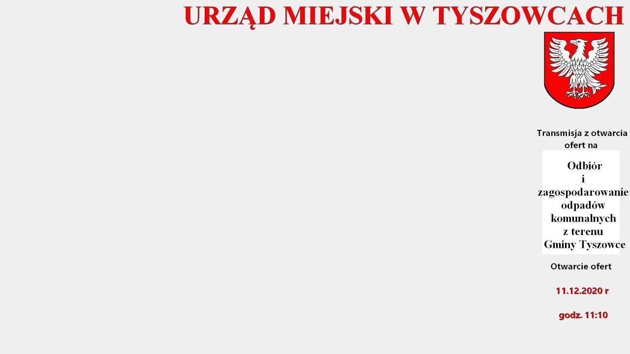 Odbi&oacute;r i zagospodarowanie odpad&oacute;w komunalnych z terenu Gminy Tyszowce.