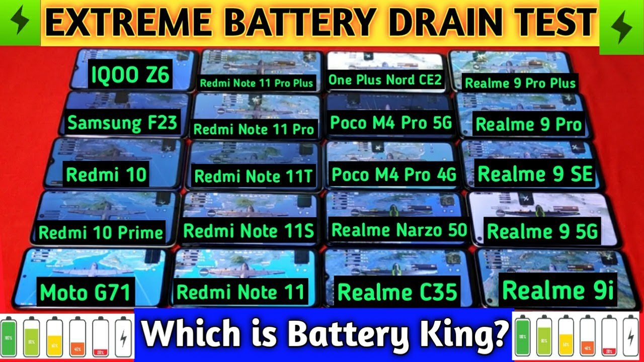 Redmi Note 11 vs Poco M4 Pro 4G vs Redmi 10 vs Redmi 10 Prime vs Samsung F23 | Battery Drain Test |