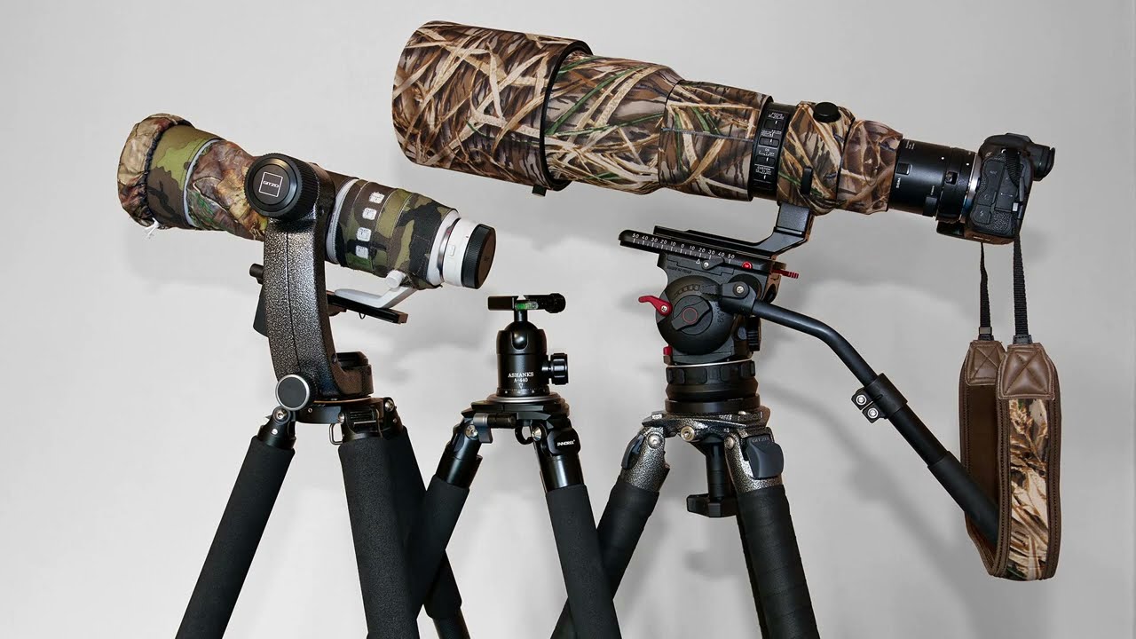 Tripods with different heads and lenses. GITZO GT5543XLS, FEISOL CT-3472, INNOREL LT364C.