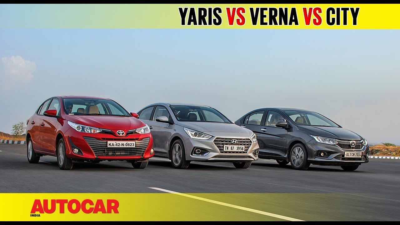Toyota Yaris vs Hyundai Verna vs Honda City | Comparison Test Review | Autocar India
