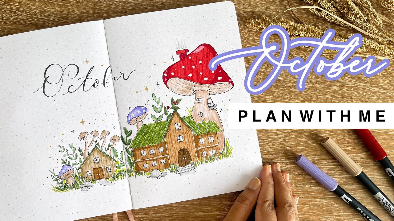 October 2023 Bullet Journal Setup // magical tales wt mushroom hut theme // PLAN WITH ME 🍄