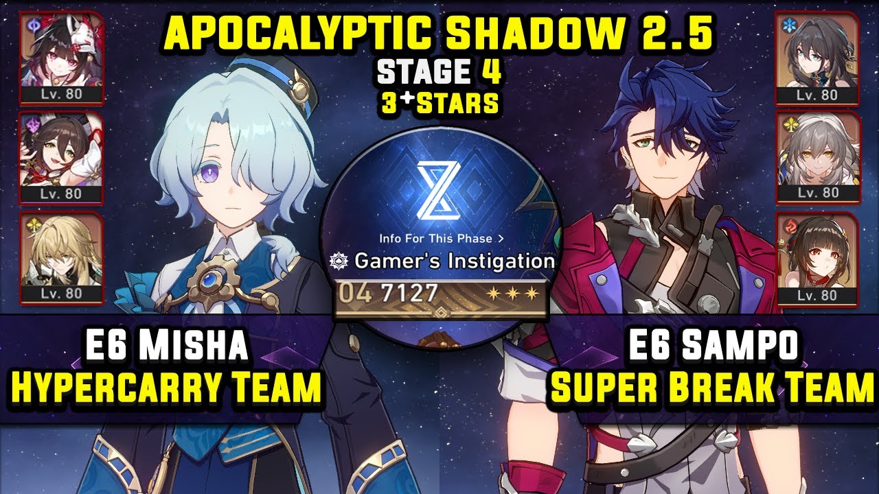 E6 Misha Hypercarry & E6 Sampo Super Break (3 Stars) Apocalyptic Shadow 4 Honkai Star Rail 2.5