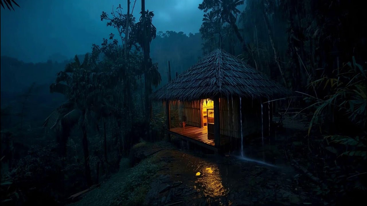 Traditional Lombok House at Night 🌙 Relaxing Rain Sounds For Deep Sleep  ASMR