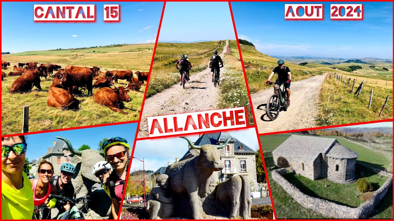 🇫🇷VTT Allanche 11 août 2024 33°C Cantal altitude 1500m Amélie Serge Sandrine Thierry Sonia Jean-Marc