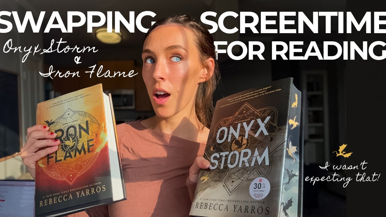 Swapping my Phone Screen Time with Reading for the Day || Iron Flame & Onyx Storm *SPOILER FREE
