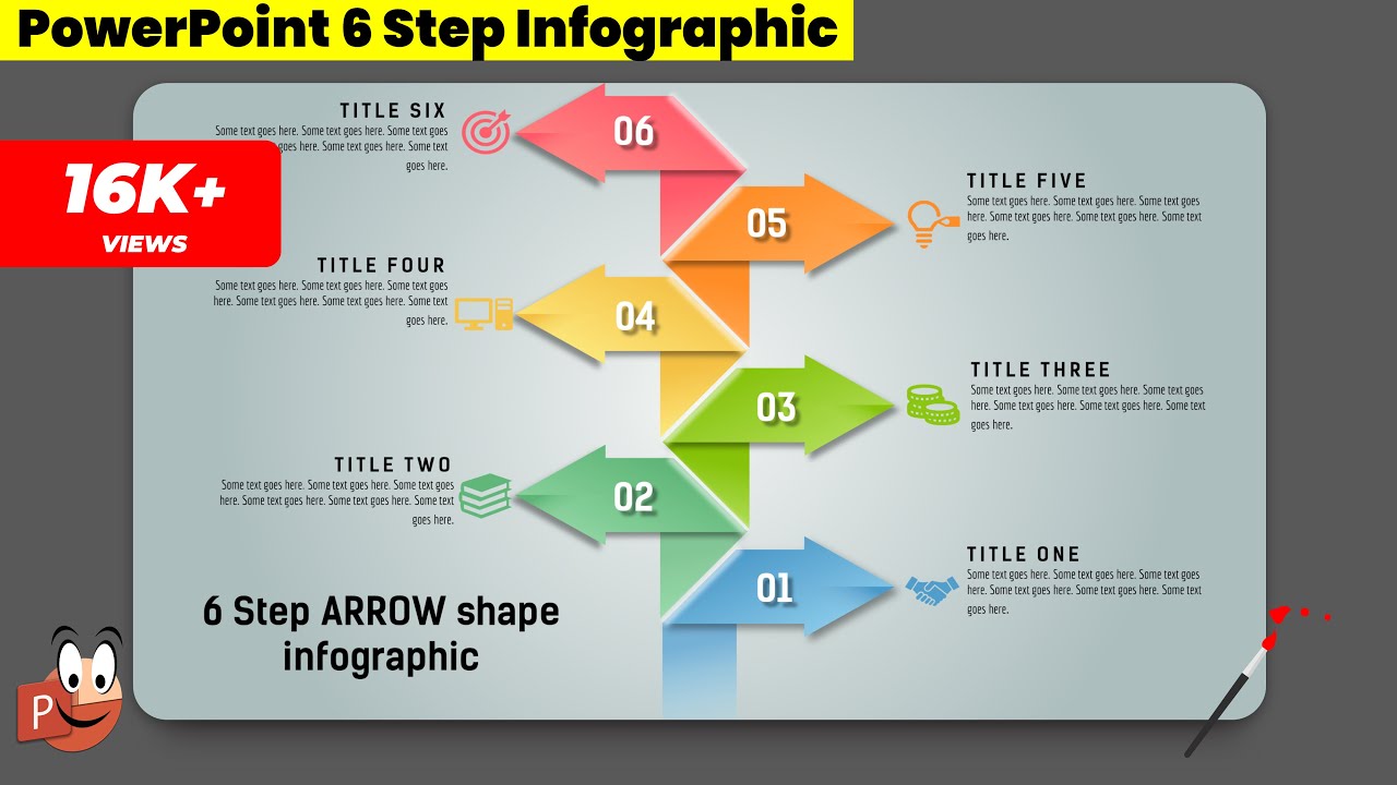 28.Beautiful PowerPoint Arrow Shape Infographic | 6 Step | Free Template | Graphic Design