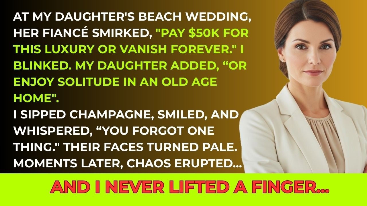 At My Daughter’s Beach Wedding, Her Fiancé Demanded $50K—He Wasn’t Ready for My Smile