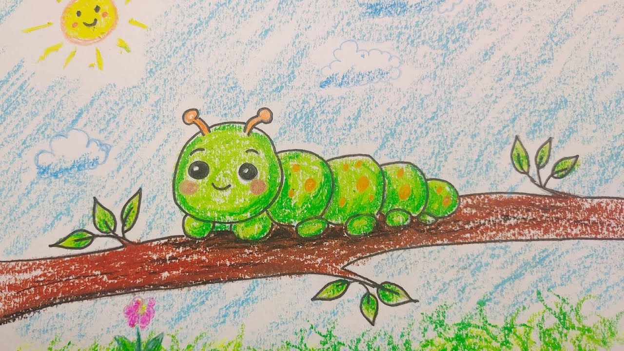 Caterpillar Drawing 🐛|Caterpillar Story| #drawing #story #shortvideo #art #kids 