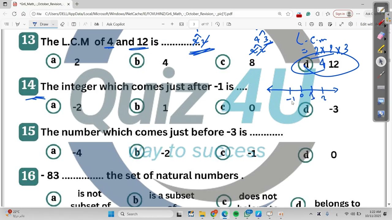 مراجعة شهر اكتوبر ماث لسنة ستة ابتدائي  october revision for mathematics for primary six